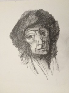 vecchia friulana, 2009 carboncino e matita grassa su carta